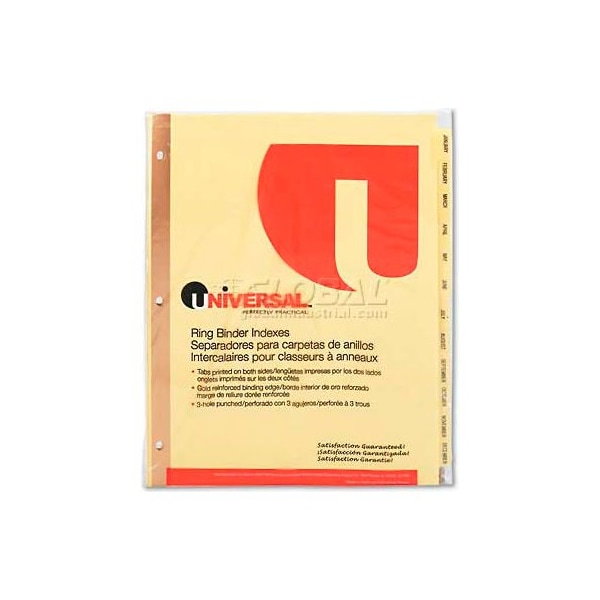 Universal One Preprinted Plastic-Coated Tab Dividers, 12 Month Tabs, Letter, Buff, 12/Set UNV20814*** - main